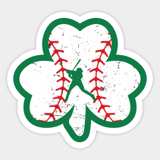 Distressed Shamrock Baseball St Patricks Day Sticker